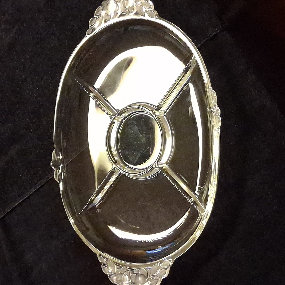 Vtg Mikasa Clear Glass Dusty Rose Pattern 5-Part Relish Tray